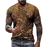 Men's 3D Printing T-Shirt Novelty Geometric Graphic Short Sleeve Tee Top Casual Slim Fit Shirts Summer Fashion Shirt