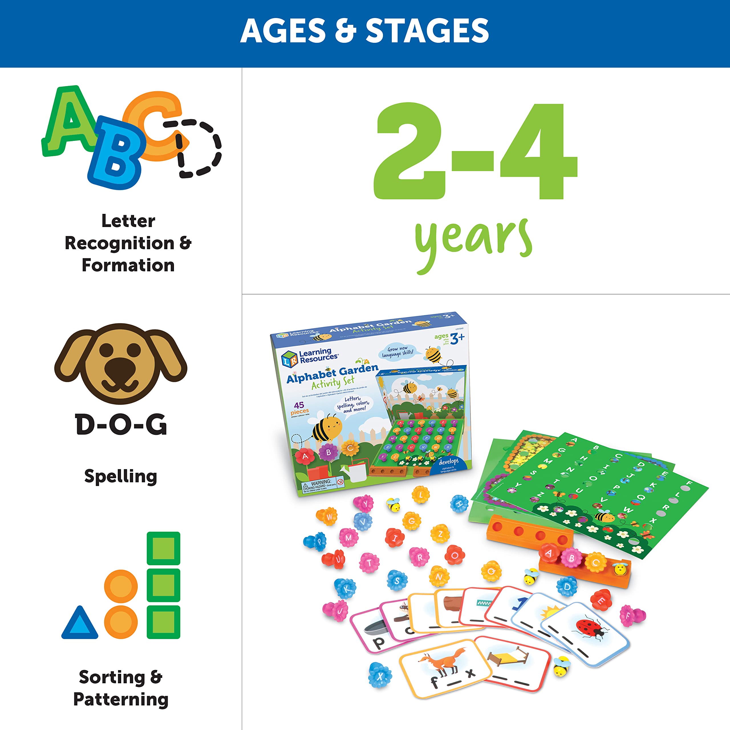 Learning Resources Alphabet Garden Activity Set, Educational Indoor Games, Preschool Alphabet, Toddler Brain Toys, Toddler Preschool Learning, Garden Toys, 45 Pieces, Age 3+