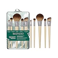 6 Piece Start The Day Beautifully Makeup Brush Set, Makeup Brushes For Eyeshadow, Blush, Concealer, & Foundation Application, Eco-Friendly, Gift Set, Synthetic Hair, Vegan & Cruelty-Free