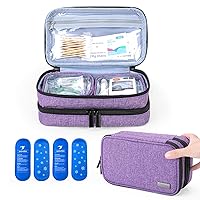 Yarwo Insulin Cooler Travel Case with 4 Ice Packs, Double Layer Diabetic Supplies Organizer for Insulin Pens, Blood Glucose Monitors or Other Diabetes Care Accessories, Purple