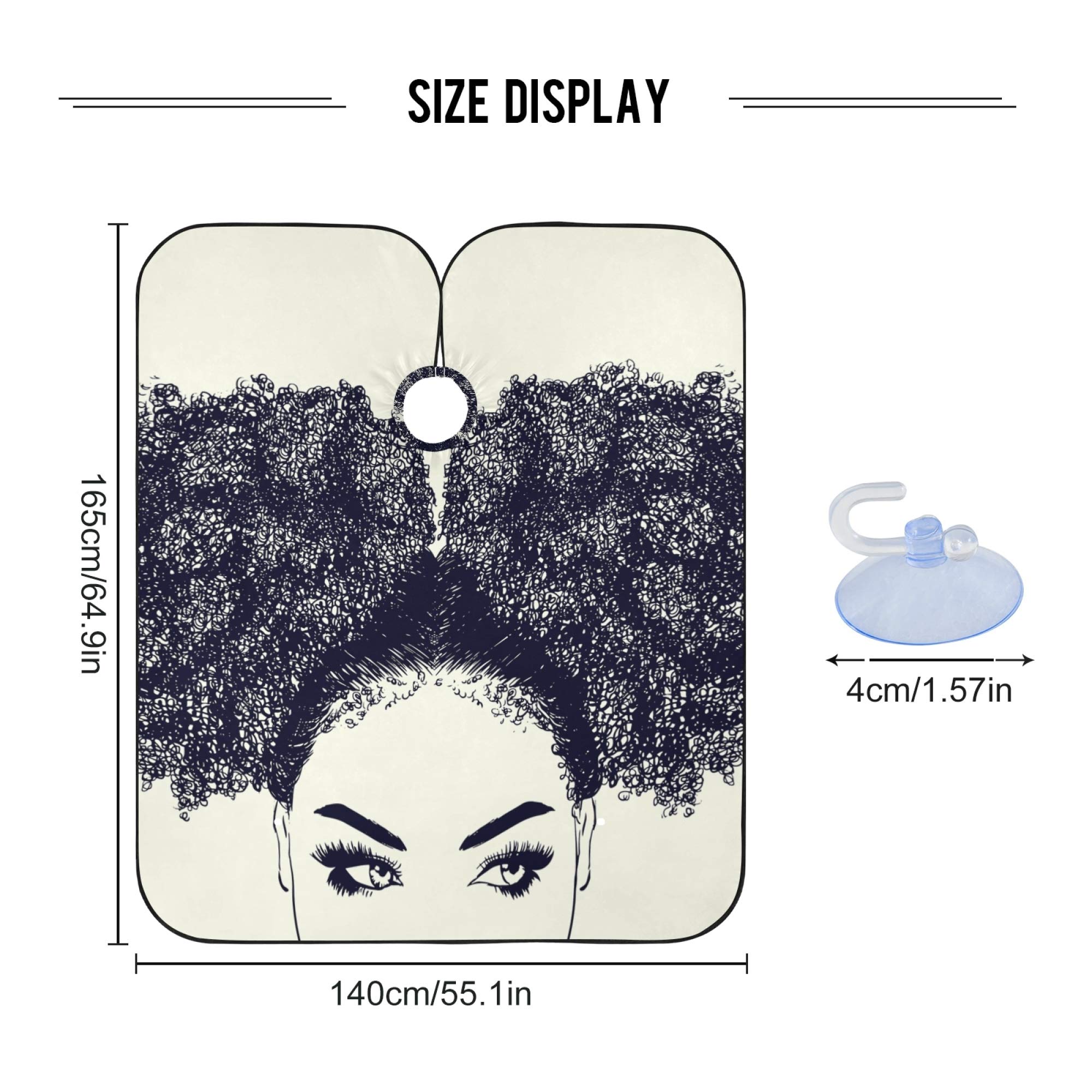 ALAZA African American Woman With Curly Hair Waterproof Barber Cape for Men Women Beard Shaving Bib Apron Professional Hair Cutting Cloth, 65 x 55 inch
