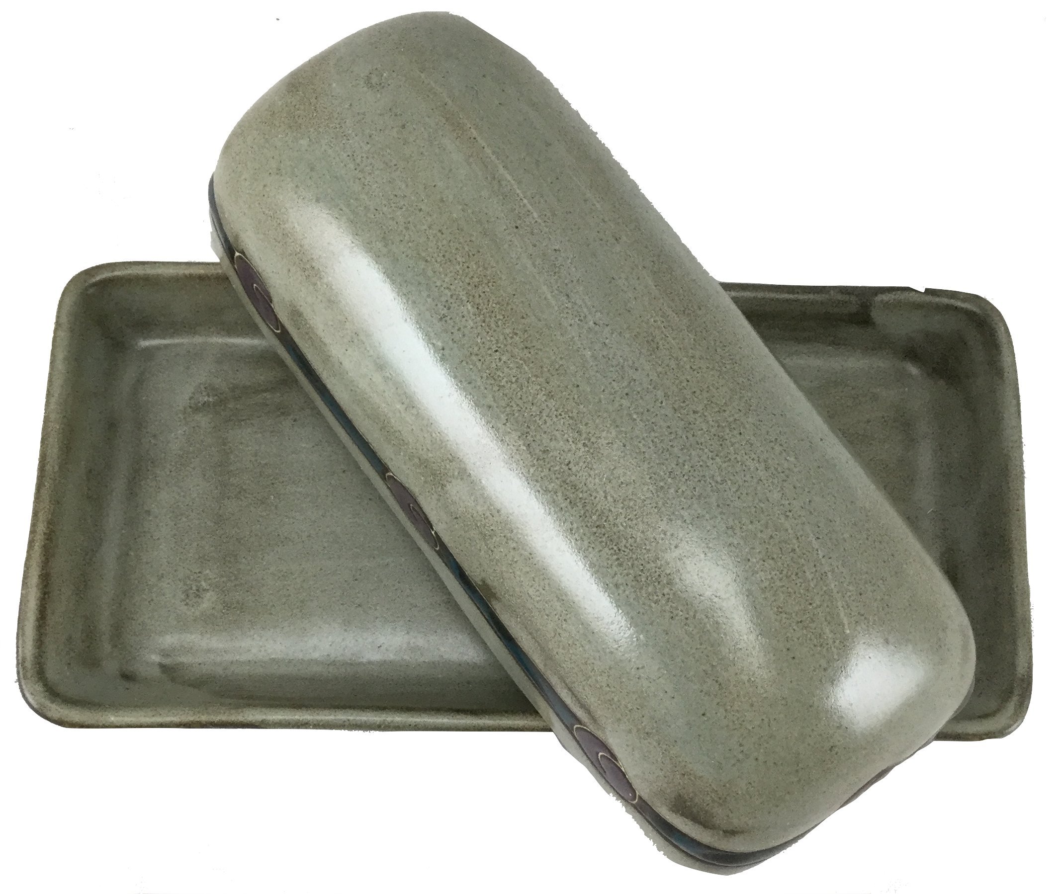 MARA STONEWARE COLLECTION - Collectible Covered Butter Serving Dish - Mexican Pottery - Antique Green