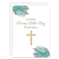 Baby Boy Baptism Card for Baby Boy Christian Religious Baptism Card for Boy (Single Card)