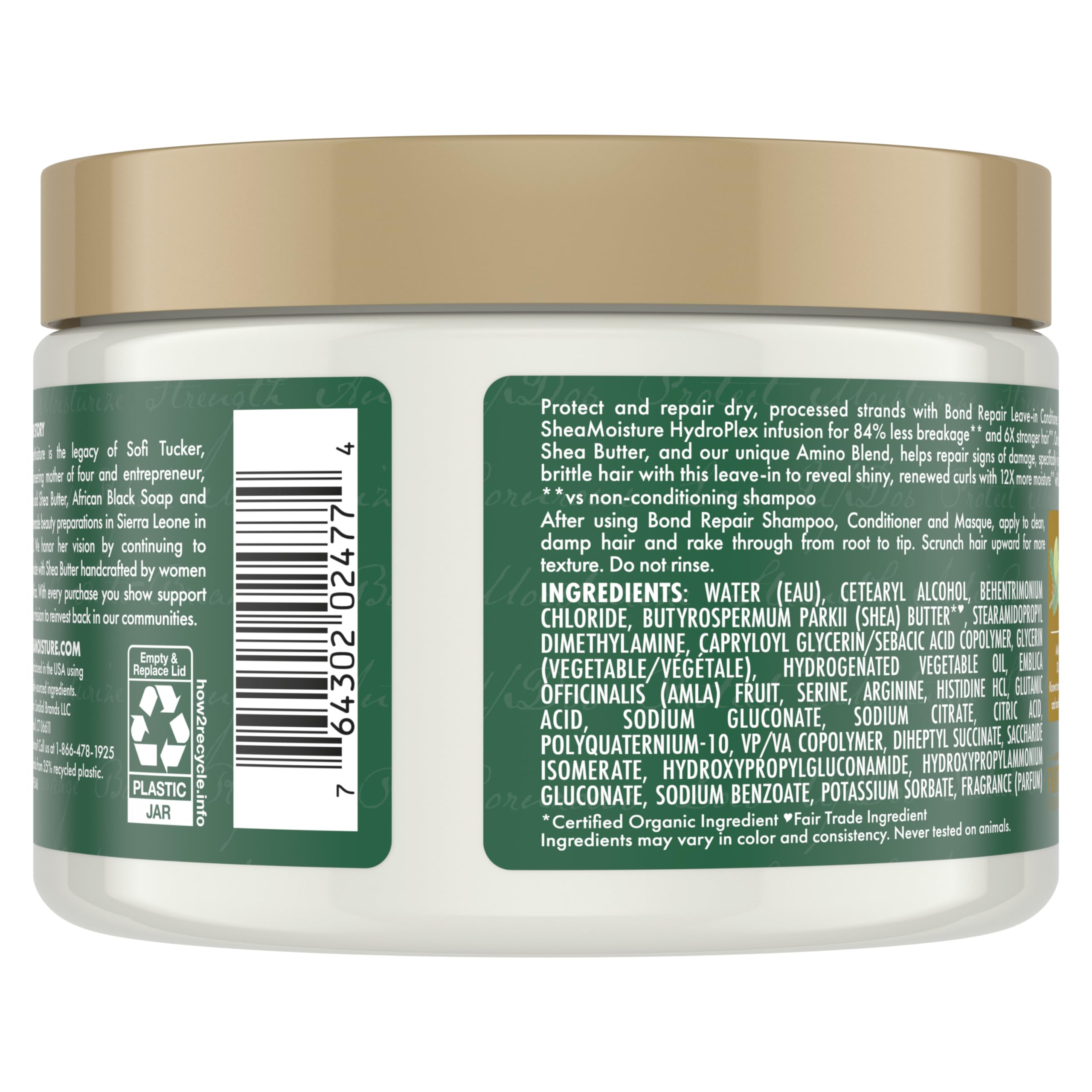 Shea Moisture Bond Repair Leave-In Conditioner Amla Oil to Strengthen and Repair Curls with Restorative HydroPlex Infusion 8 oz
