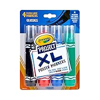 Crayola XL Poster Markers, Assorted Classic Colors, School Supplies, 4 Count