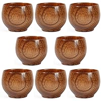 Wooden Small Wooden Cup Top-Grade Natural Solid Wood Mug for drinking Tea Beer Milk Coffee Hot Drinks,1-100ml, Pack of 8