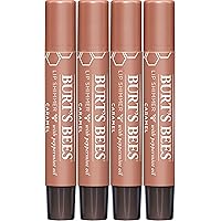 Burt's Bees Shimmer Lip Tint Set, Mothers Day Gifts for Mom Tinted Lip Balm Stick, Moisturizing for All Day Hydration with Natural Origin Glowy Pigmented Finish & Buildable Color, Caramel (4-Pack)