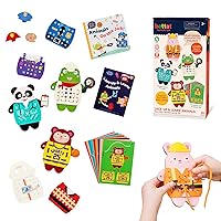 Battat Education – Wooden Lacing Toy – Lacing and Threading Toy – Montessori Lacing Toy – Lace-Up Animals – 3 Years + – Lace-Up & Learn Animals (35 Pcs)