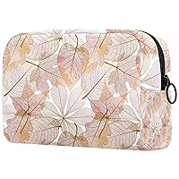 Cosmetic Bag Leaves Sample Pattern Oxford Cloth Cosmetic Bags Beautiful Kind Makeup Bag Personalized Purse Pouch For Women Girl Teacher Gift 7.3x3x5.1in