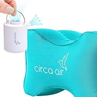 Circa Air Inflatable Knee Pillow (Green) and Mini Pump Bundle - Travel Knee Pillow for Side Sleepers, Sciatica Relief, or Joint Pain + Rechargeable USB Mini Air Pump, Small Portable Travel Pump