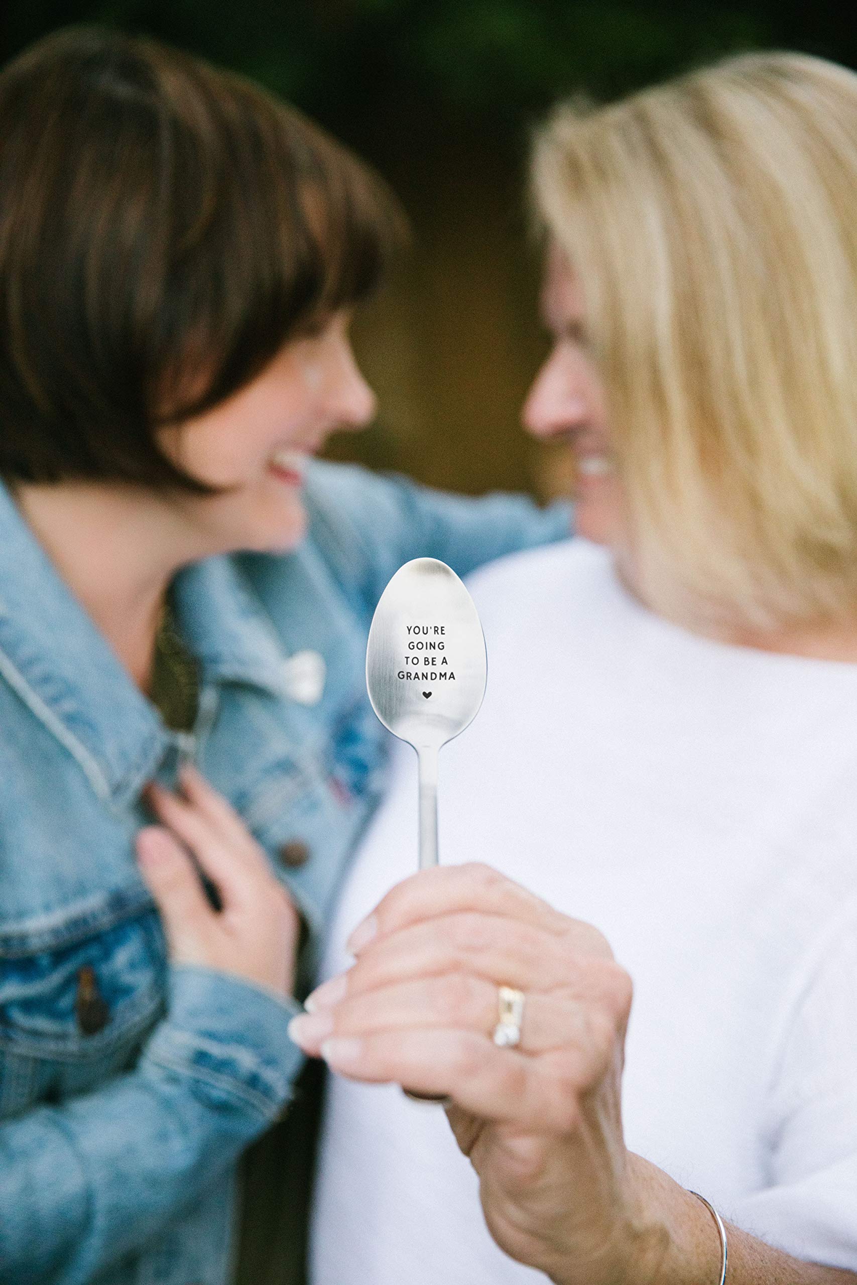Pearhead You're Going to Be A Grandma Pregnancy Reveal Spoon, Promoted to Grandma Gift, Grandma Announcement, Silver