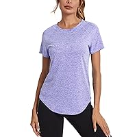 Wayleb Women's Gym Tops Ladies Sports T-Shirt, Workout Yoga Tops for Women, Basic Short Sleeve Tee Shirts, Summer Quick Dry Fitness Gym T Shirt Loose Activewear for Running Gym Exercise
