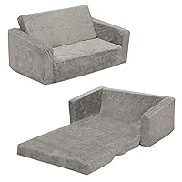Serta Perfect Extra Wide Convertible Sofa to Lounger, Comfy 2-in-1 Flip Open Couch/Sleeper for Kids, Grey