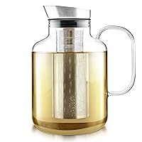 Teabloom Extra-Large Multi-Brew Borosilicate Glass Teapot + Kettle + Pitcher (85 OZ / 2.5 L) – Steep and Serve Hot Tea, Iced Tea, Cold Brew Tea and Fruit Infused Water – Legacy Tea Maker