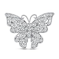 Large Statement Crystal Accent Yellow Orange Golden Aqua Blue Black Clear Garden Dragonfly Firefly Fluttering Filigree Butterfly Brooch Scarf Pin For Women Teens Silver Gold Plated