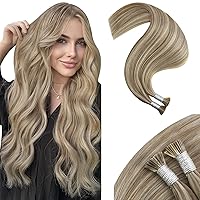 Moresoo Blonde I Tip Hair Extensions Human Hair Highlight Blonde Itip Hair Extensions Light Brown Mix Platinum Blonde Hair Extensions I Tip Human Hair Extensions 50S 40G 16In #9A/60