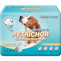 HONEY CARE All Absorb Petrichor Male Dog Wrap, Fresh Smell Disposable Diapers, Extra Small, White, 100 Count