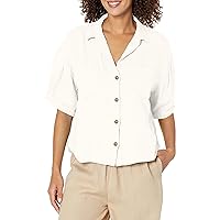 Velvet by Graham & Spencer Women's Maria Woven Linen Camp Shirt