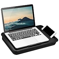 LAPGEAR Sidekick Lap Desk with Device Ledge and Phone Holder - Black - Fits up to 15.6 Inch Laptops - Style No. 44218