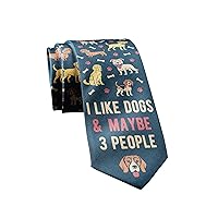 I Like Dogs And Maybe 3 People Necktie Funny Neckties for Men Cool Dog Tie Mens Funny Ties