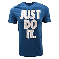 Mens Just Do It Big Logo T-Shirt (Small, Ocean Blue/White)