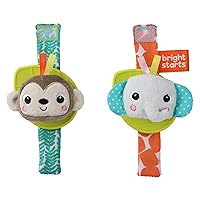 Rattle & Teethe Wrist Pals Toy - Monkey & Elephant, Newborn +