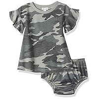 Splendid Baby and Toddler Girls' Dress Set, Short & Long-Sleeve, Dusty Olive Camo, 3/6 Months