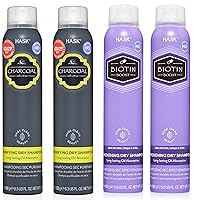 HASK Dry Shampoo Sampler Set: 2 each Biotin Dry Shampoos and Charcoal 4.3oz Dry Shampoos