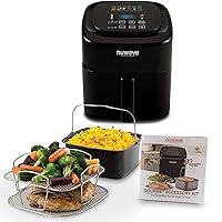 Nuwave Brio 6-Quart Digital Air Fryer Including Non-Stick Baking Pan and Stainless-Steel Cooking Rack (6-Quart + Gourmet Kit), Black