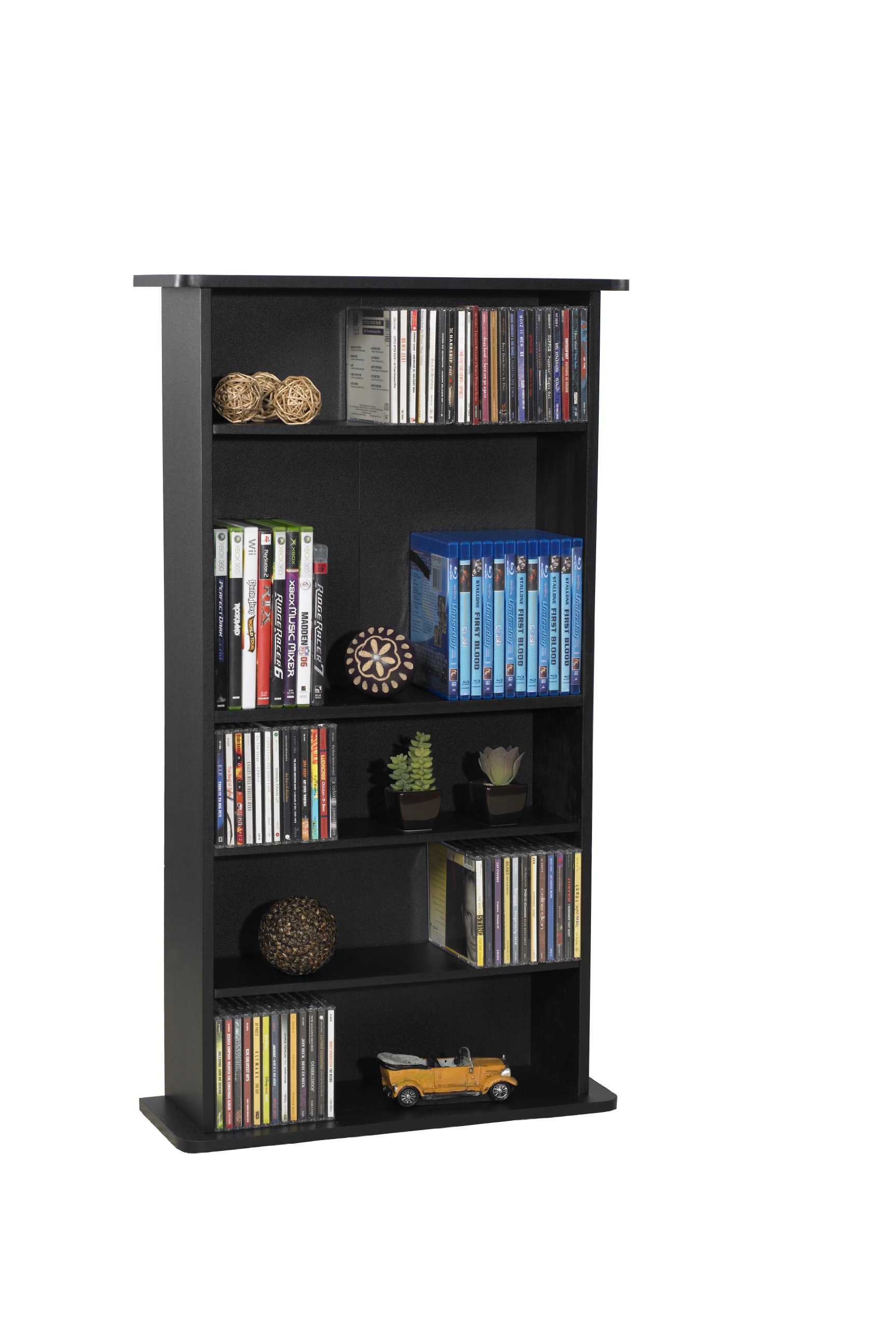 Atlantic Element Media Storage Rack & Drawbridge Media Storage Cabinet,19in.L x 7in.W x 36in.H (48.26cm x 17.78cm x 91.44cm), Black