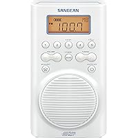 Sangean H205 AM/FM Weather Alert Waterproof Shower Radio White 6.14x 4.01x 9.72