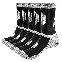 5 Pairs Men's Hiking Socks Performance Sports Cushioned Crew Socks Breathable Cotton Socks for Men Size 6-13