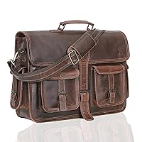 Premium Leather Crossbody Laptop Bag - Sleek & Durable Office Messenger Bag with Adjustable Strap - Fits 14-inch Laptops - Dark Brown Satchel Perfect for Professionals on the Go by Cureo