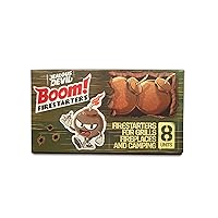Jealous Devil Boom! Firestarters 8 Pack, 100% Natural Made from Coconut Fiber, No Smoke and Odorless, Waterproof, 20-Minute Long Burn for BBQ Lump Charcoal, Briquettes, Fireplace, Camping and More