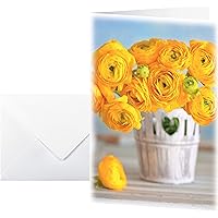 DS104 Greeting Cards, Buttercup Motif, 11.5 X 17 Cm, 10 Pcs + 10 Envelopes, Yellow
