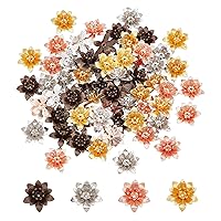 SUPERFINDINGS 64pcs Flower Bead Caps 16mm 4 Colors Metal Beads Caps Bali Style Beads 3D Multi-Petal Flower Bead End Caps Filigree Cup Shape Bead for Jewelry DIY Necklace Bracelet Making
