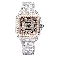Hip Hop Studded Luxury Fully Iced Out VVS White Moissanite Arabic Dial Swiss Automatic Movement Handmade Men's Watch