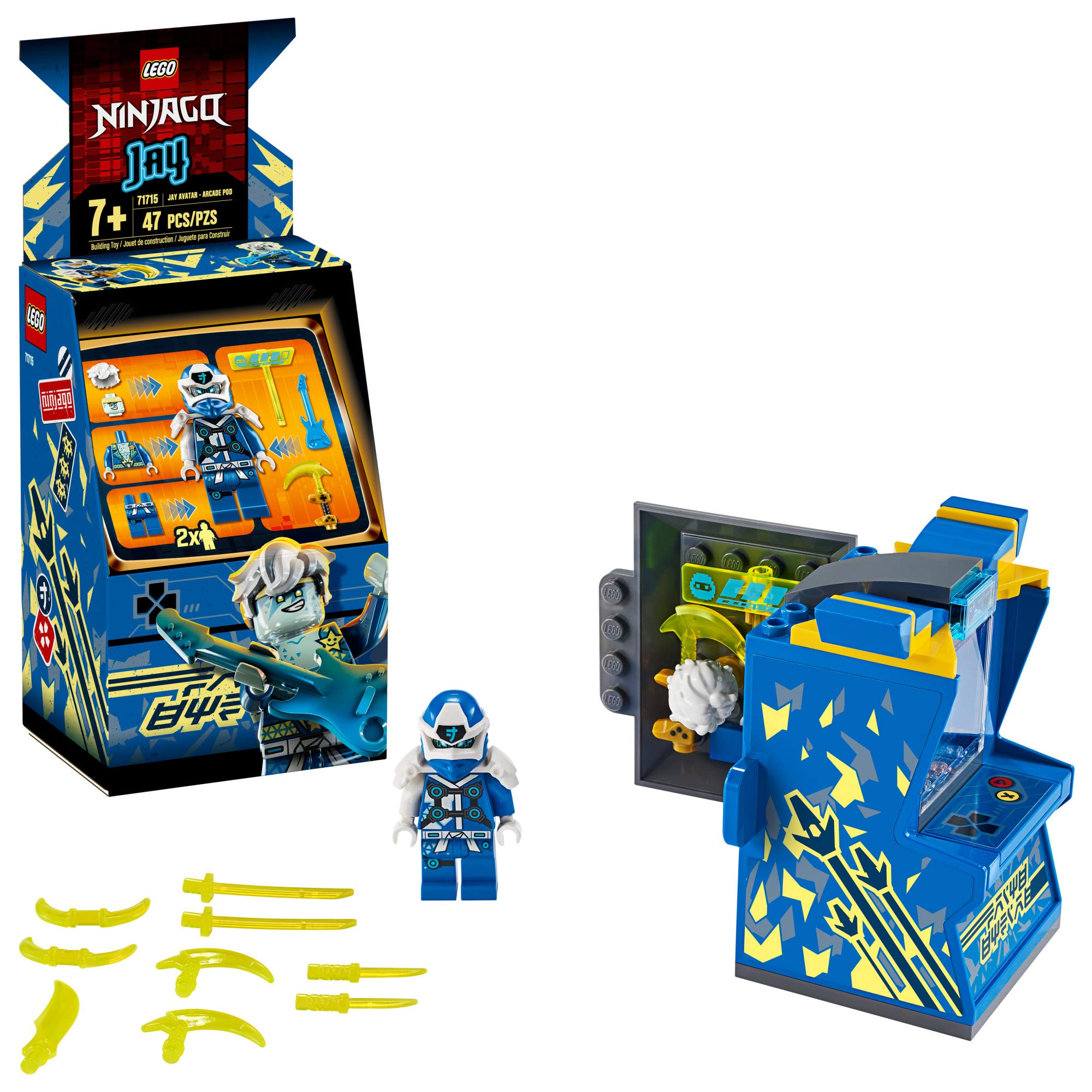 LEGO NINJAGO Jay-avatar - Arcade Pod 71715 Máy Mini Arcade J-avatar là lựa chọn hoàn hảo cho những người yêu thích trò chơi điện tử và các siêu anh hùng từ vũ trụ NINJAGO. Với gói sản phẩm này, bạn có thể tận hưởng cảm giác như được nhập vai vào thế giới ảo của J-avatar và đánh bại kẻ thù.