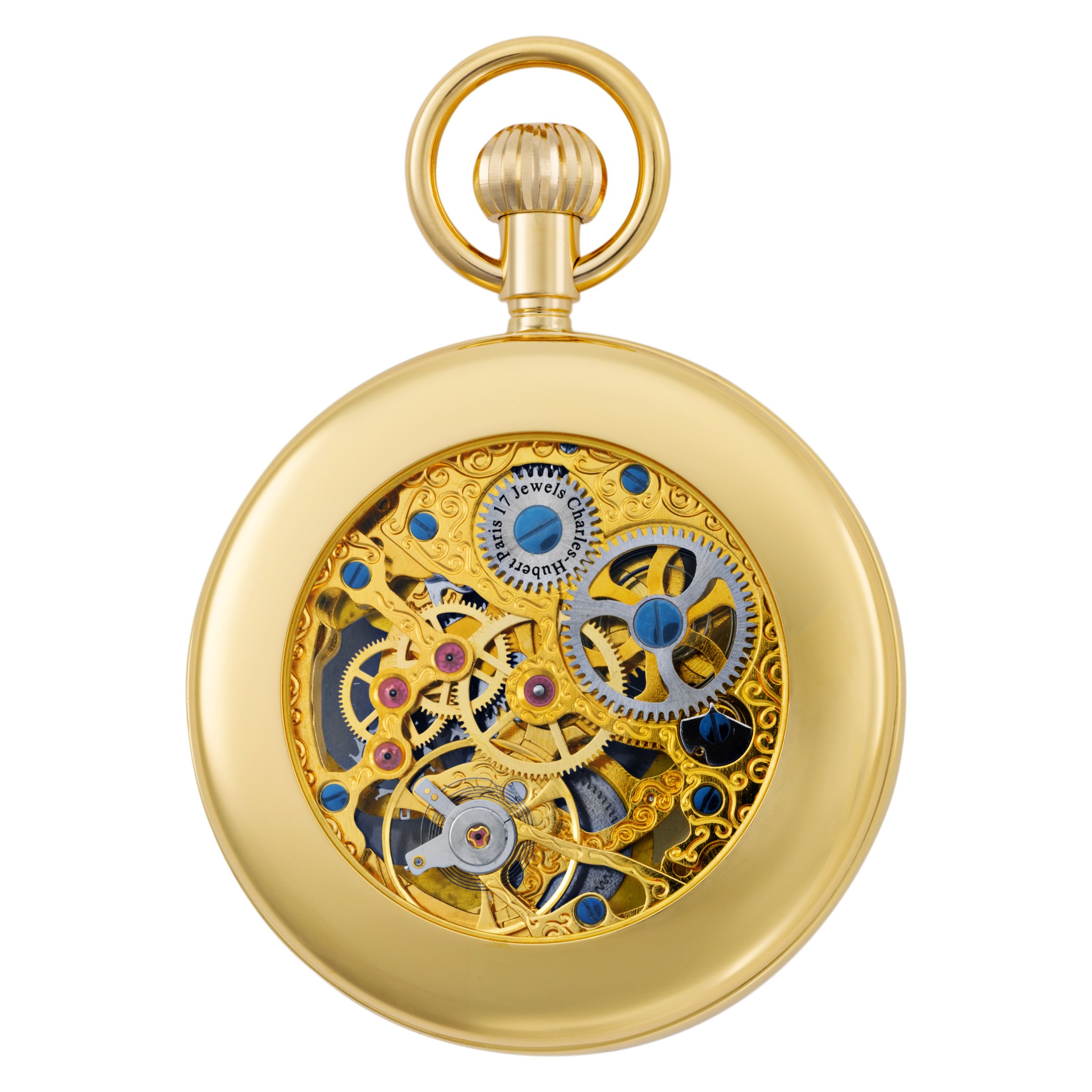 Charles-Hubert, Paris Gold-Plated Dual Time Mechanical Pocket Watch