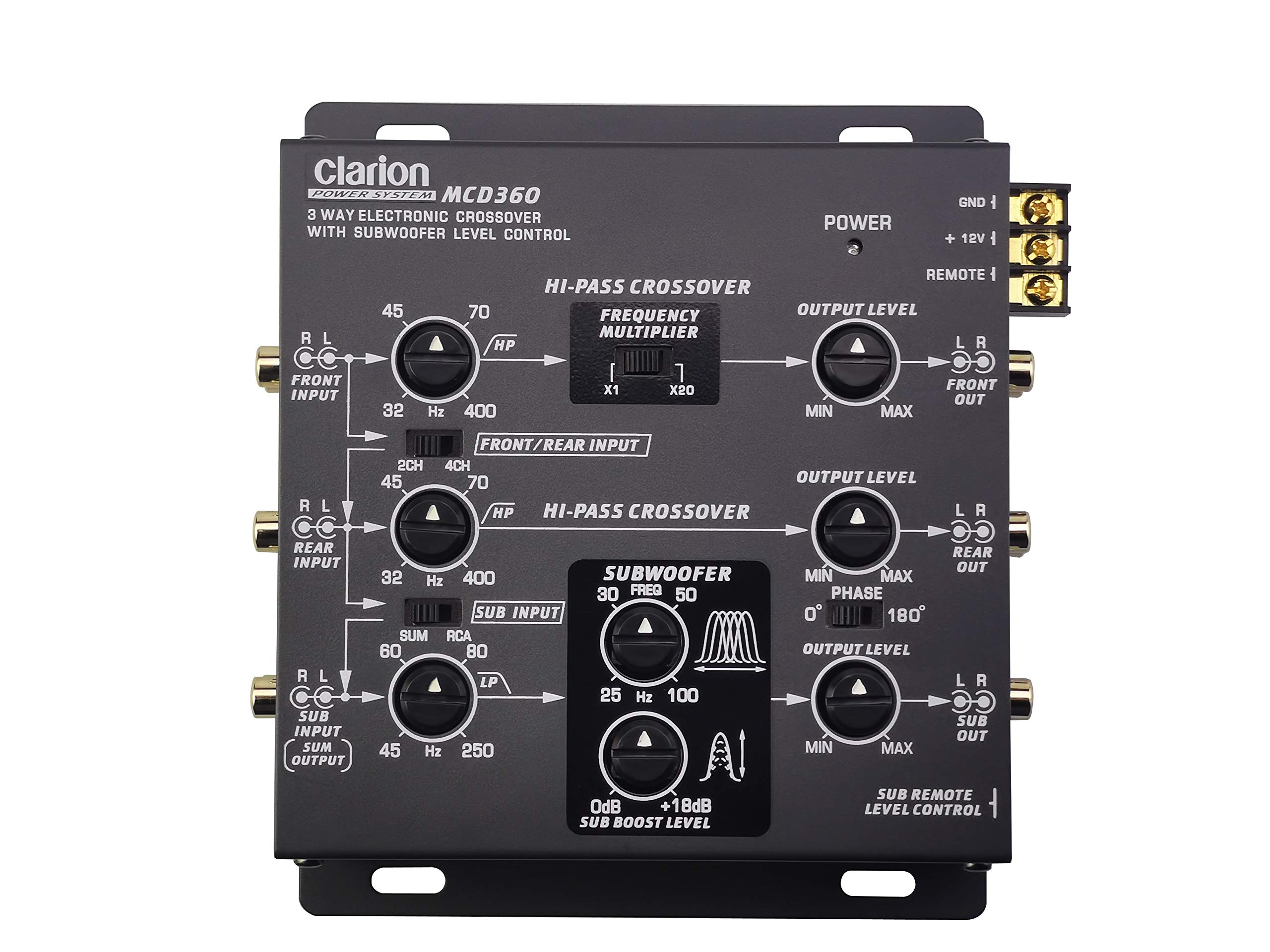 Clarion Mcd360 3 Way 6 Channel Electronic Crossover with Subwoofer Control