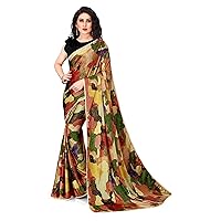 Sourbh Women's Digital Printed Shiny Poly Elastane Saree with Blouse Piece