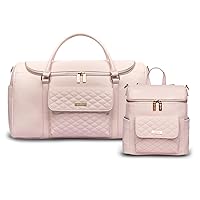 Monaco Petit Diaper Bag + Travel Duffel Bag by Luli Bebe - Chic Vegan Leather (Pastel Pink)