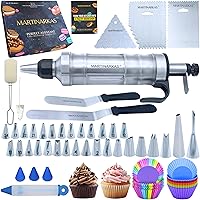 Cake Decorating Kit, 159 Baking Supplies, Icing Gun with 30 Piping Tips, Frosting Piping Kit for Beginners or Professionals: Cupcake Liners, 2 Spatulas, 3 Scrapers, Silicone Cups & More
