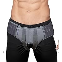 Grey Inguinal Hernia Support Truss brace for Single/Double Inguinal or Sports Hernia with Two Removable Compression Pads & Adjustable Groin Straps Surgery & injury Recovery belt