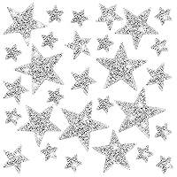 54pcs 4 Sizes Star Iron on Patches,Star Rhinestone Appliques Silver Bling Iron on Patches Star Patches Adhesive Applique Glitter Repair Patch for Clothing Jeans Bag Shoes Hats Repair Decoration