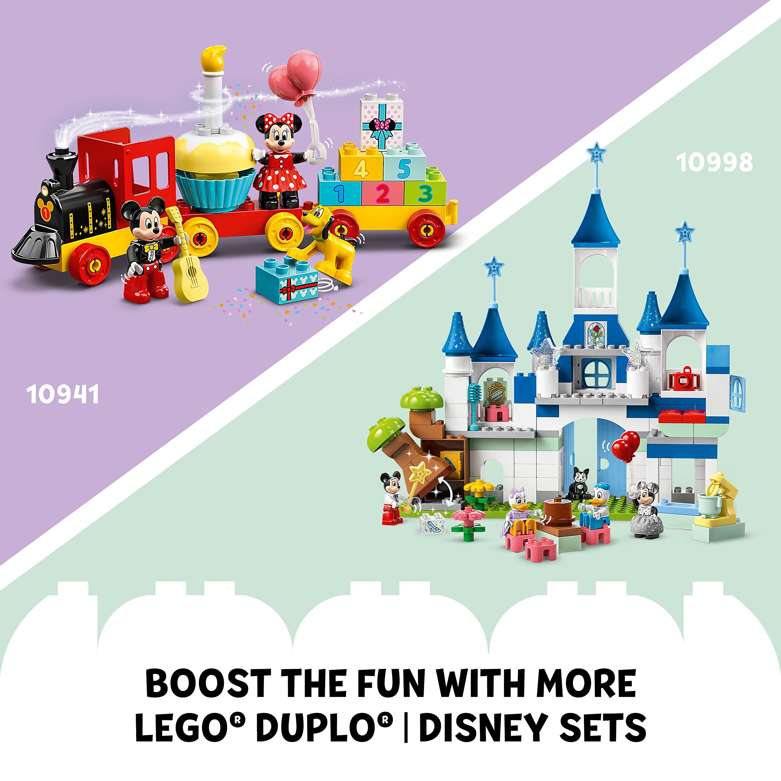 LEGO DUPLO Disney 3 in 1 Magic Castle 10998 Building Set for Family Play with 5 Disney Figures Including Mickey, Minnie and Friends, Magical Disney 100 for Kids & Toddlers Ages 3 and Up