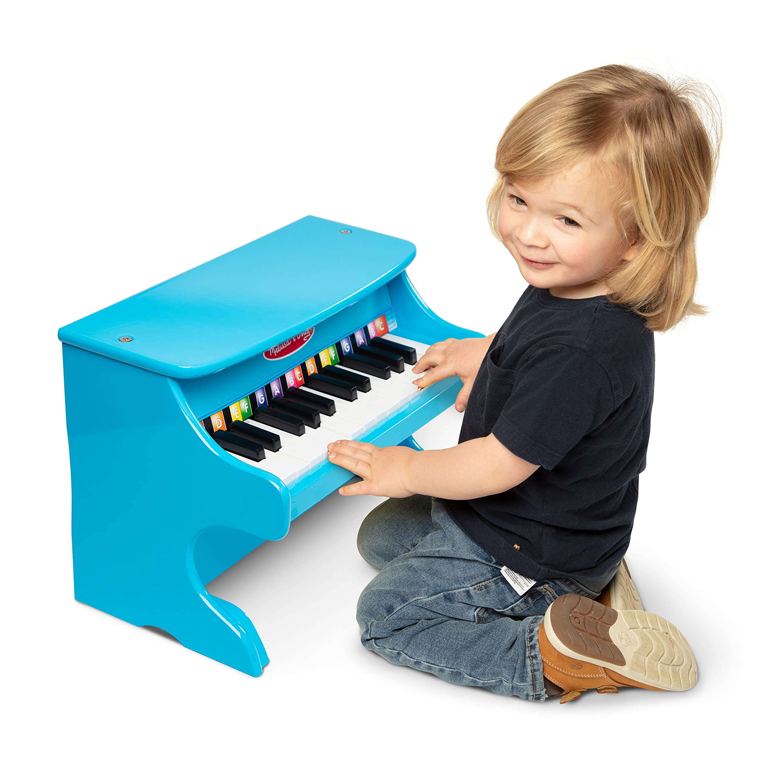Melissa & Doug Learn-to-Play Piano With 25 Keys and Color-Coded Songbook - Blue - Toy Piano For Baby, Kids Piano Toy, Toddler Piano Toys For Ages 3+