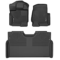 Husky Liners - Weatherbeater | Fits 2015 - 2024 Ford F-150 SuperCrew (includes 22 - 24 Lightning Models) w/o Fold Flat Storage - Front & 2nd Row Liner - Black, 3 pcs. | 94041