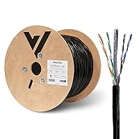Voltive Cat6 Direct Burial, Gel Filled, 1000ft, Black - UV Resistant - Solid Bare Copper Bulk Ethernet Cable - UTP - 600MHz - UL Certified & ETL Verified