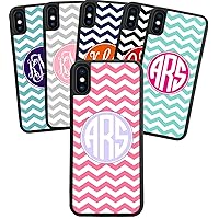 iPhone XR, Phone Case Compatible with iPhone XR [6.1 inch] Chevrons You Design Monogram Monogrammed Personalized IPXR Black